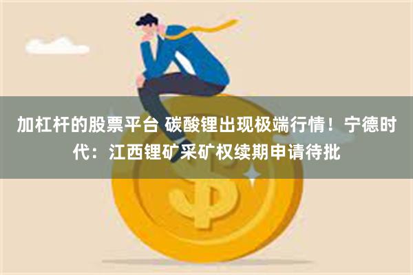加杠杆的股票平台 碳酸锂出现极端行情！宁德时代：江西锂矿采矿权续期申请待批